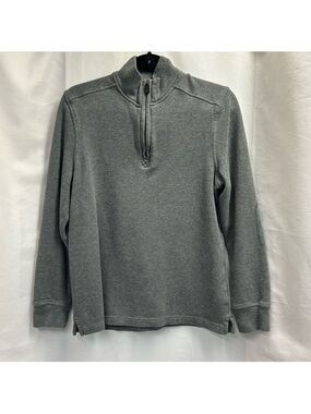 Black Brown 1826 gray quarter zip mock neck long sleeve sweater Sz S 100% cotton